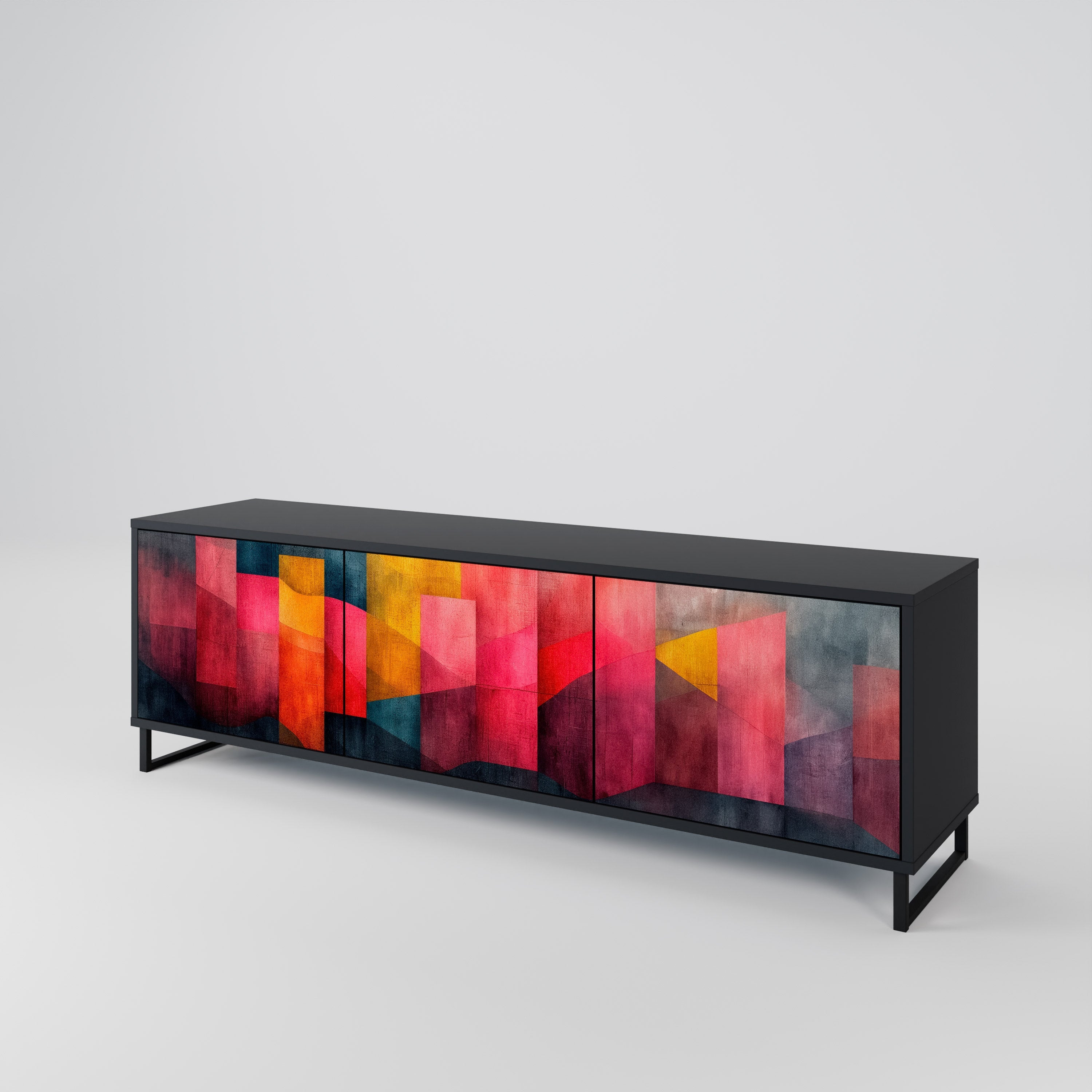 COLORFUL SOUNDS Móvel de TV com 3 Portas em Acabamento Preto