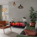 COLORFUL SOUNDS Móvel de TV com 3 Portas em Acabamento Preto