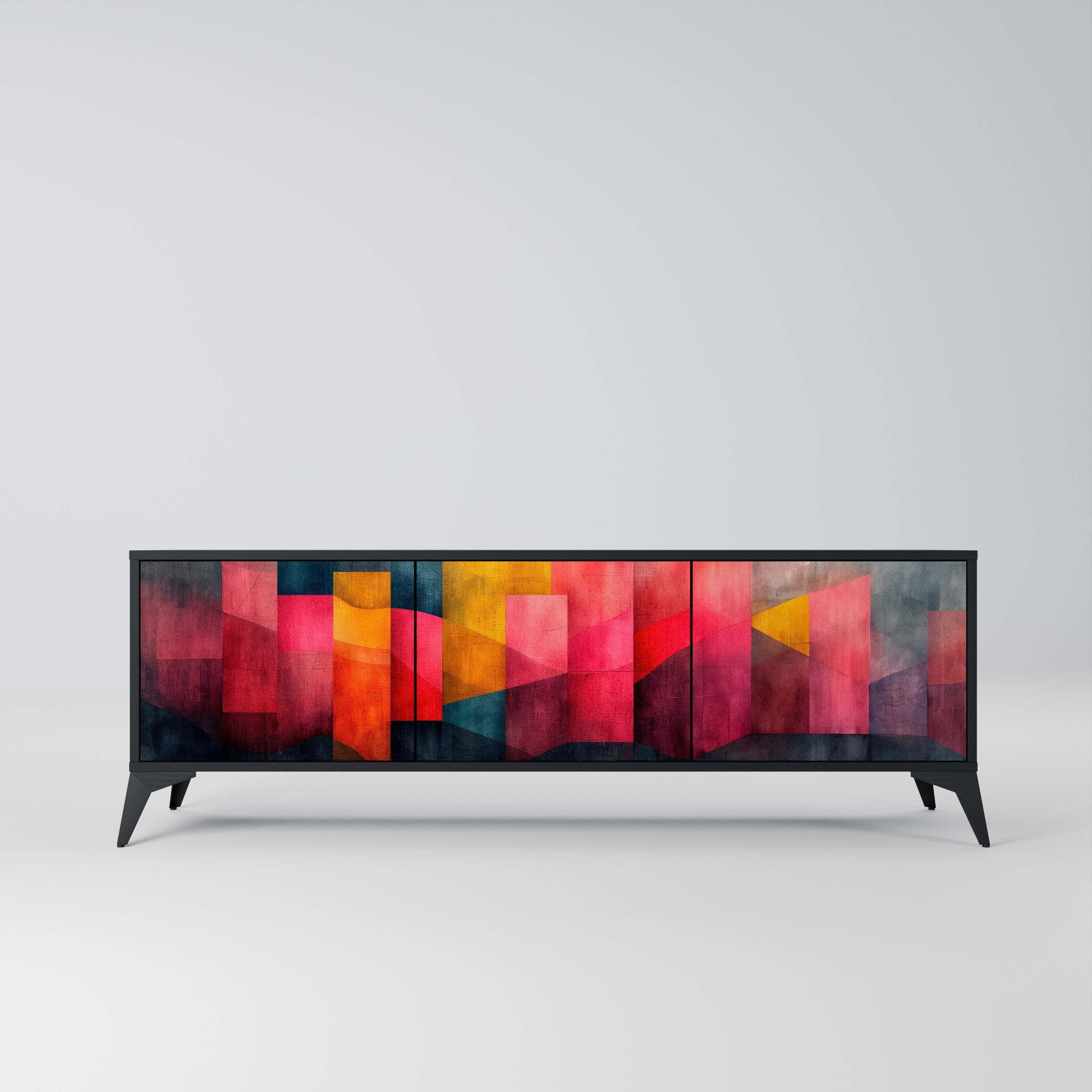 COLORFUL SOUNDS Móvel de TV com 3 Portas em Acabamento Preto