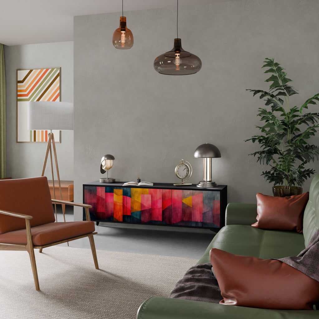 COLORFUL SOUNDS Móvel de TV com 3 Portas em Acabamento Preto