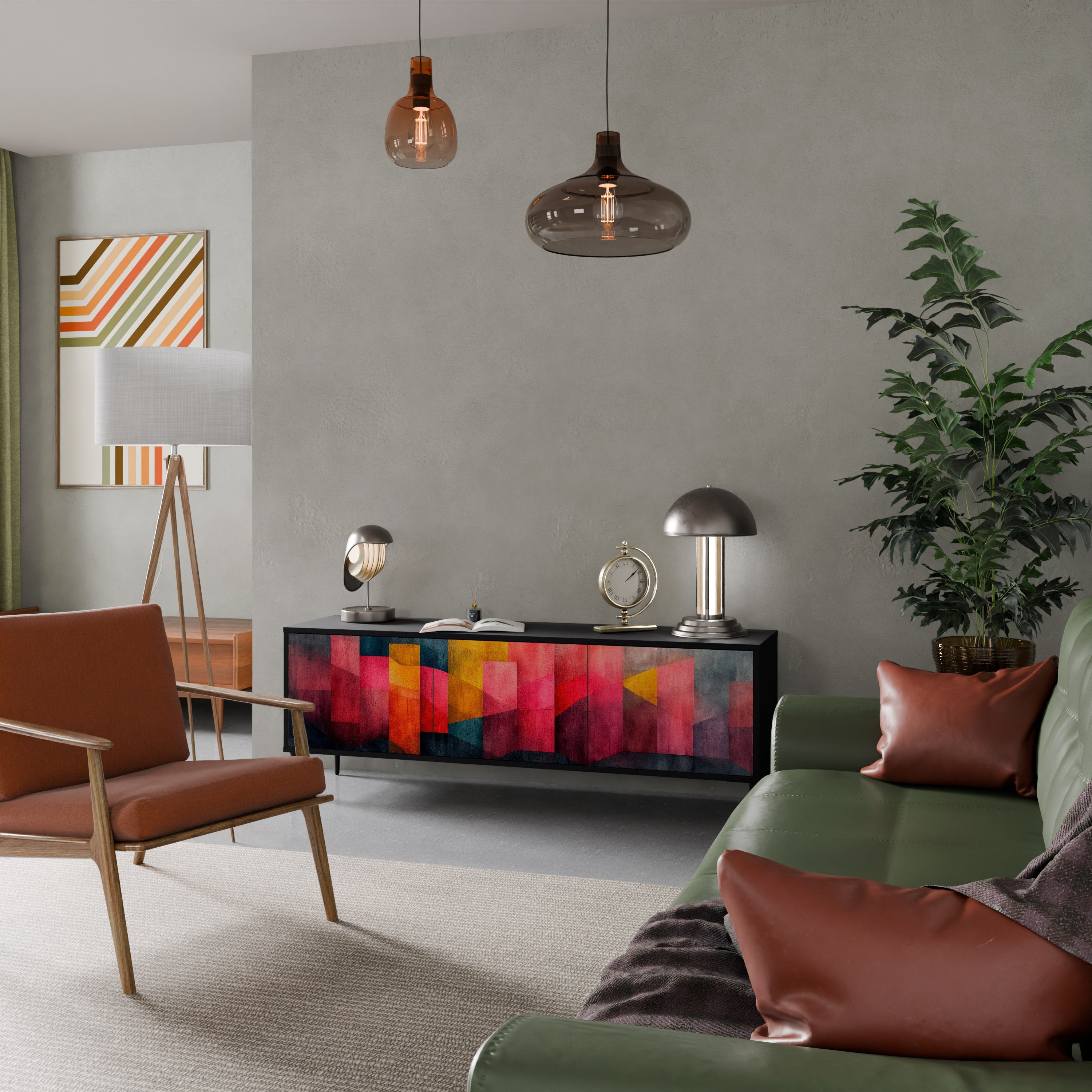 COLORFUL SOUNDS Móvel de TV com 3 Portas em Acabamento Preto