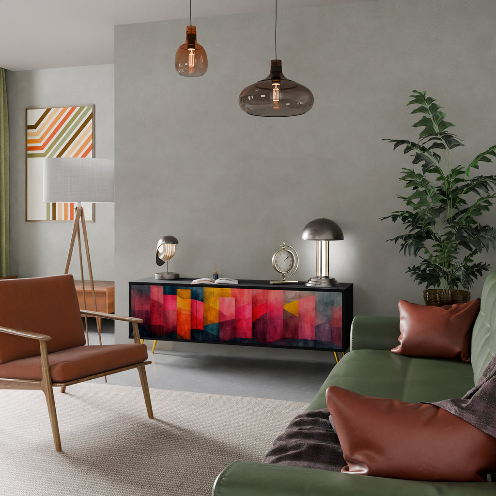 COLORFUL SOUNDS Móvel de TV com 3 Portas em Acabamento Preto