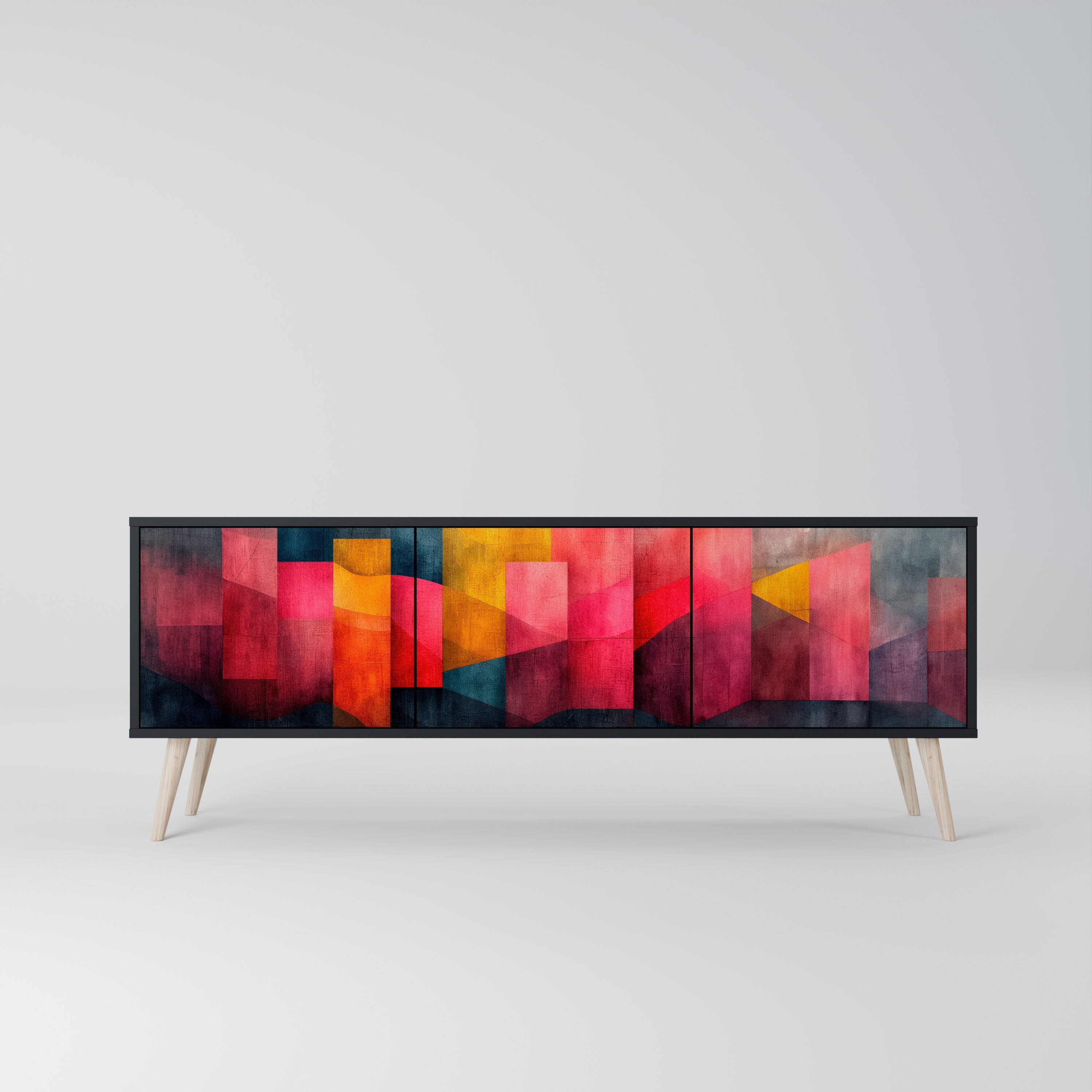 COLORFUL SOUNDS Móvel de TV com 3 Portas em Acabamento Preto