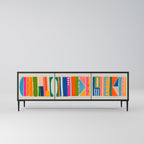 GEOMETRIC SHINE 3-Door TV Stand in Black Finish