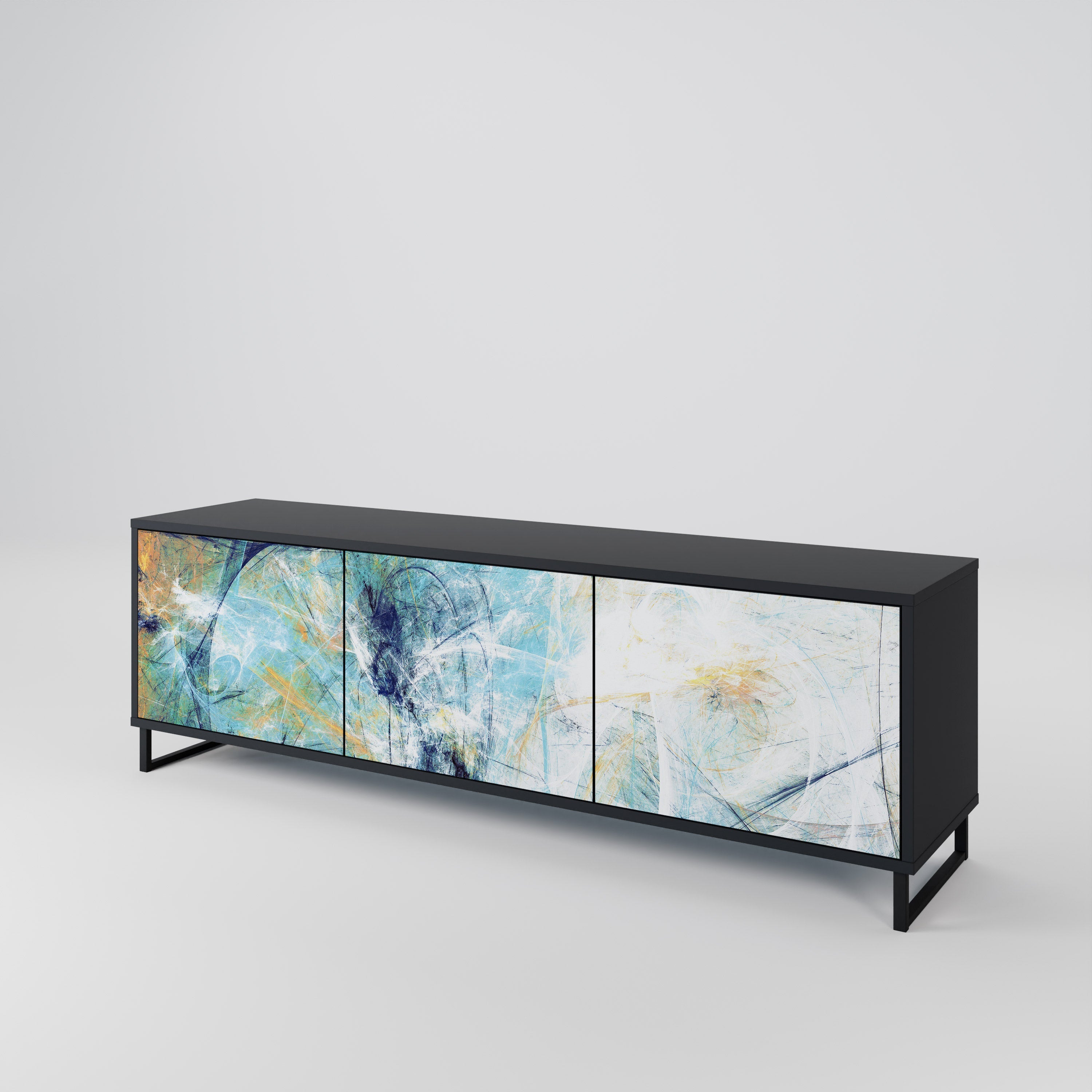 ABSTRACT THOUGHTS Móvel de TV com 3 Portas em Acabamento Preto
