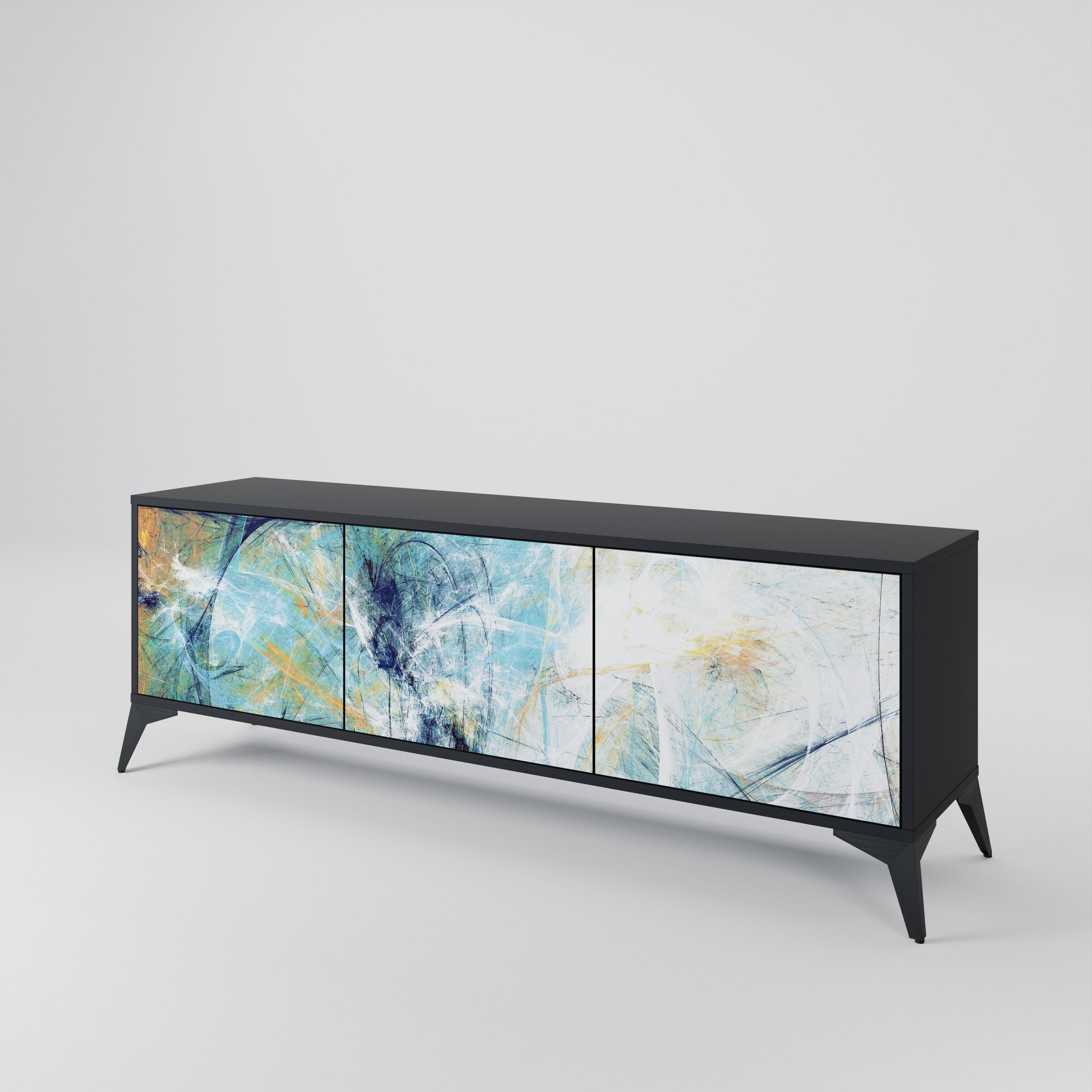 ABSTRACT THOUGHTS Móvel de TV com 3 Portas em Acabamento Preto