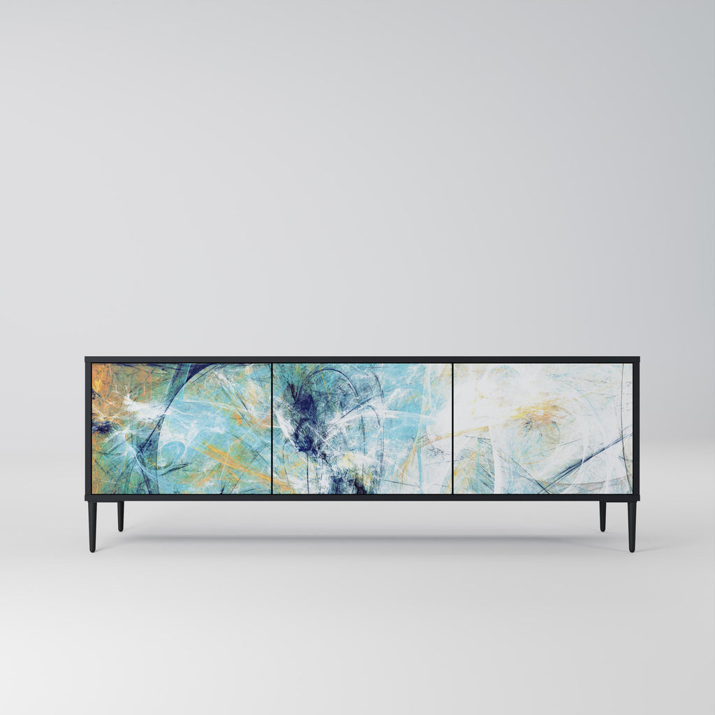 ABSTRACT THOUGHTS Móvel de TV com 3 Portas em Acabamento Preto