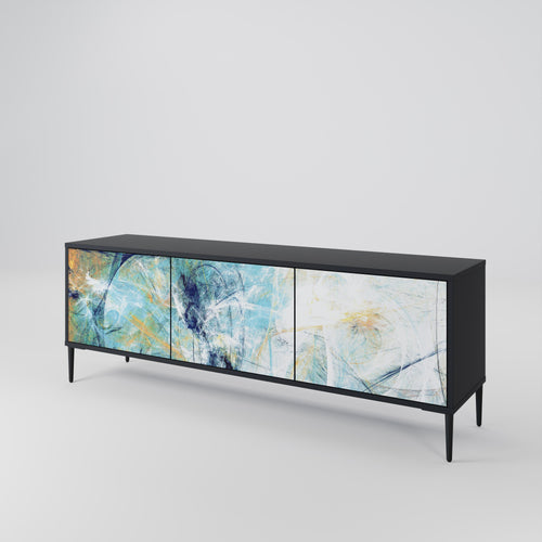 ABSTRACT THOUGHTS Móvel de TV com 3 Portas em Acabamento Preto