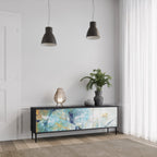 ABSTRACT THOUGHTS Móvel de TV com 3 Portas em Acabamento Preto