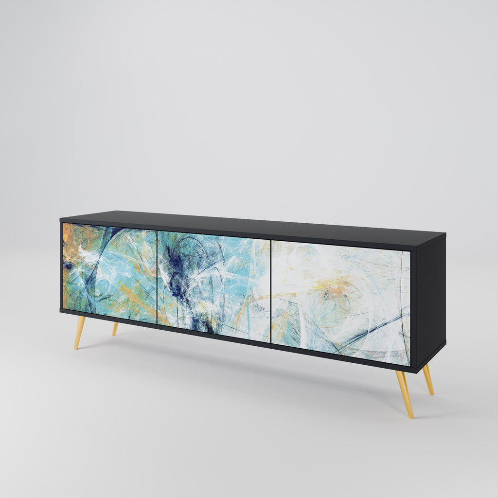 ABSTRACT THOUGHTS Móvel de TV com 3 Portas em Acabamento Preto