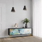 ABSTRACT THOUGHTS Móvel de TV com 3 Portas em Acabamento Preto