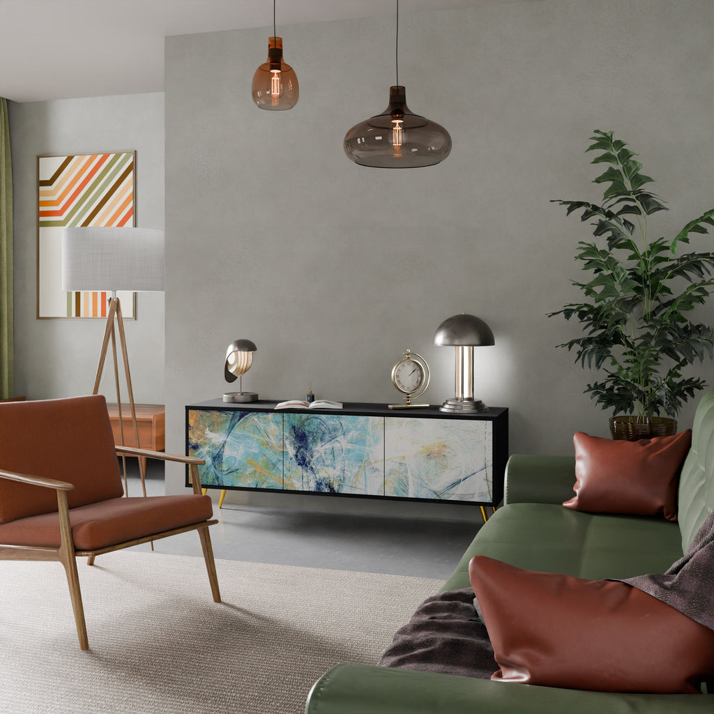 ABSTRACT THOUGHTS Móvel de TV com 3 Portas em Acabamento Preto