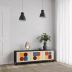 GEOMETRIC PUZZLE 3-Door TV Stand in Black Finish