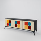 GEOMETRIC PUZZLE 3-Door TV Stand in Black Finish