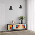 GEOMETRIC PUZZLE 3-Door TV Stand in Black Finish