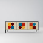 GEOMETRIC PUZZLE 3-Door TV Stand in Black Finish