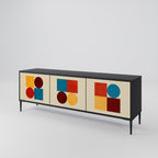 GEOMETRIC PUZZLE 3-Door TV Stand in Black Finish
