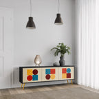 GEOMETRIC PUZZLE 3-Door TV Stand in Black Finish