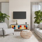 GEOMETRIC PUZZLE 3-Door TV Stand in Black Finish