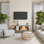 GEOMETRIC PUZZLE 3-Door TV Stand in Black Finish