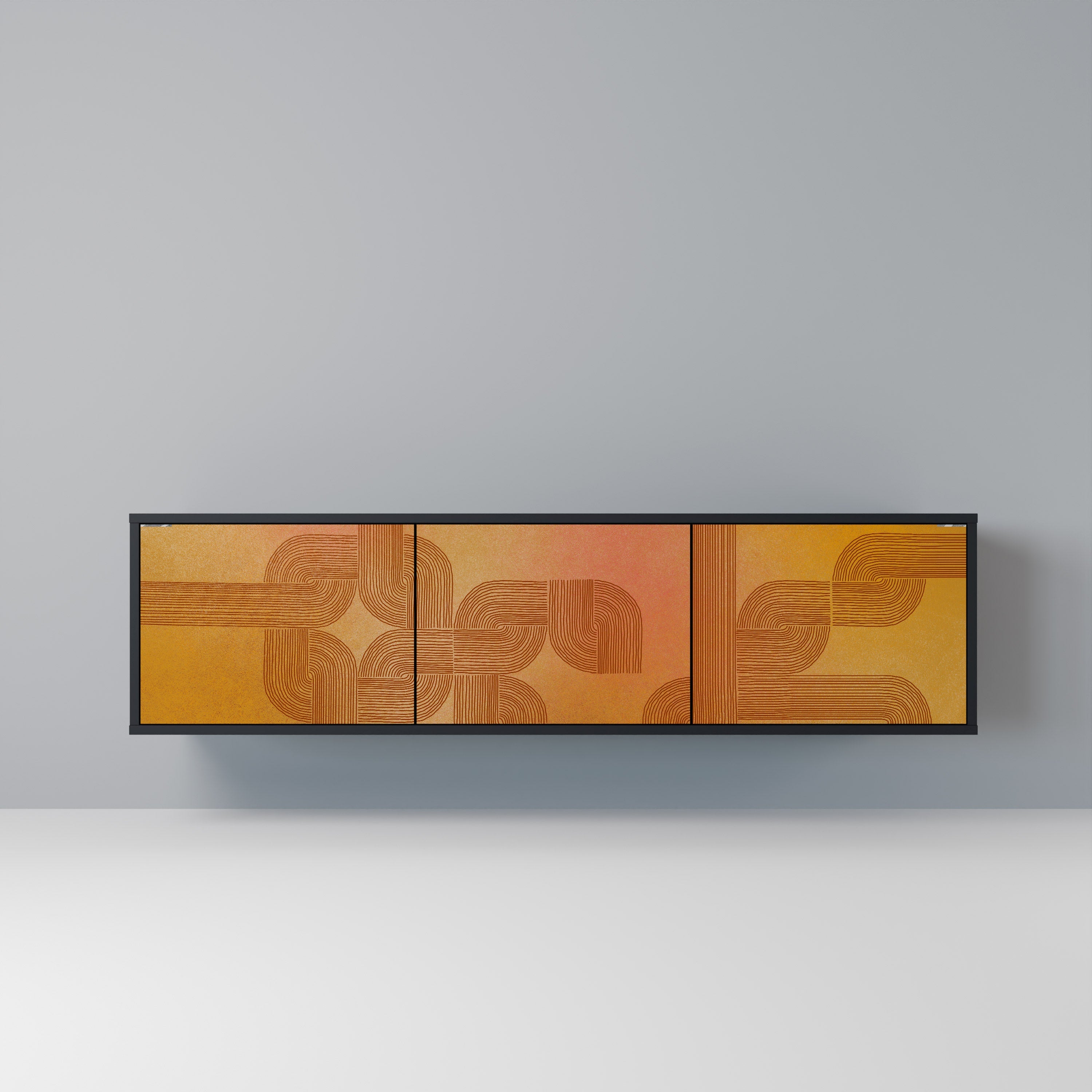 STRENGTHENING RELATION Móvel de TV com 3 Portas em Acabamento Preto