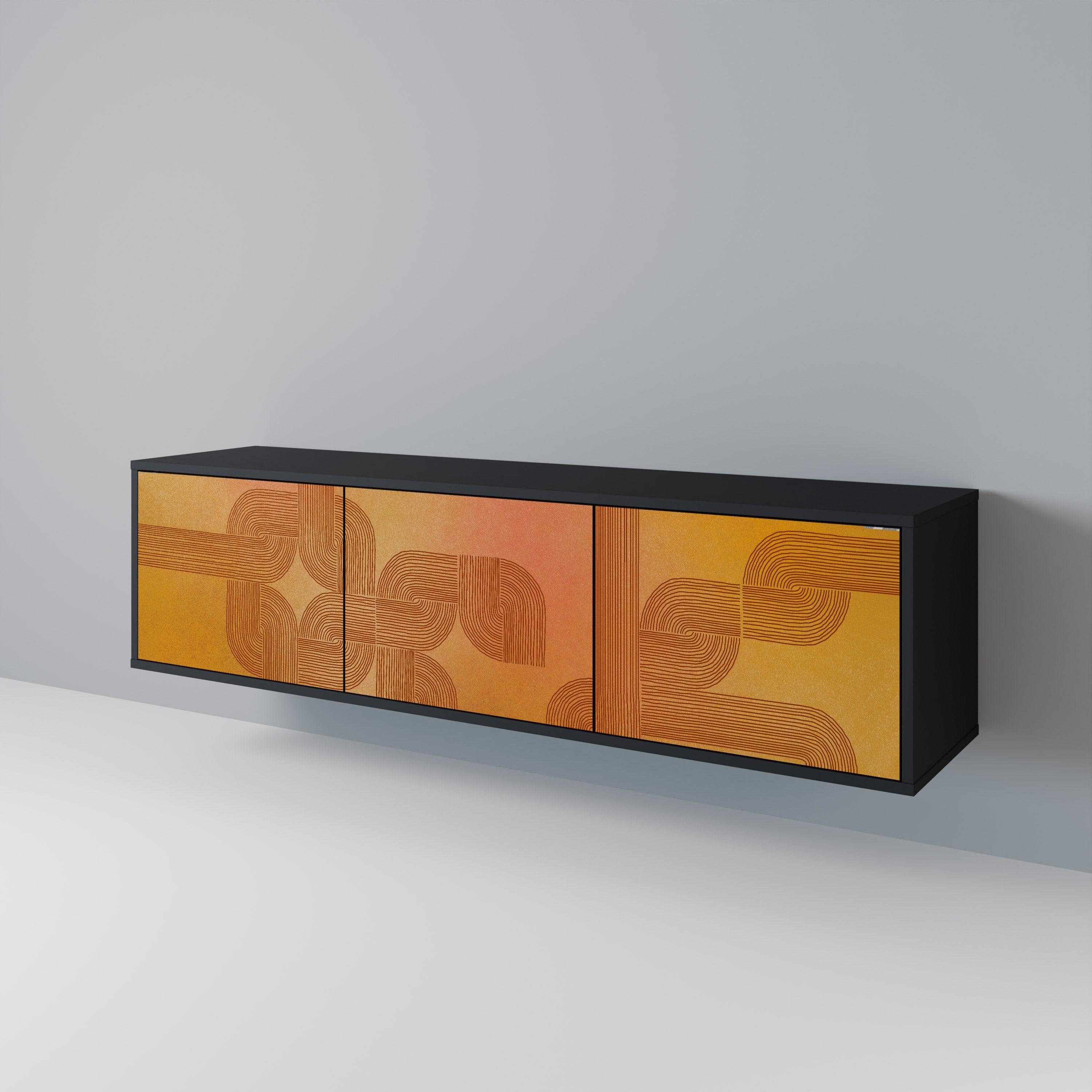 STRENGTHENING RELATION Móvel de TV com 3 Portas em Acabamento Preto