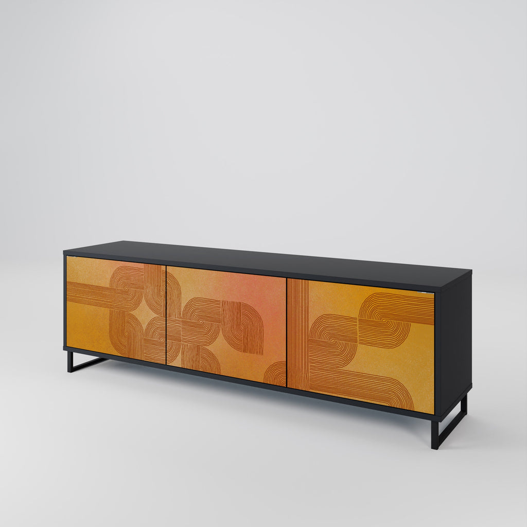 STRENGTHENING RELATION Móvel de TV com 3 Portas em Acabamento Preto