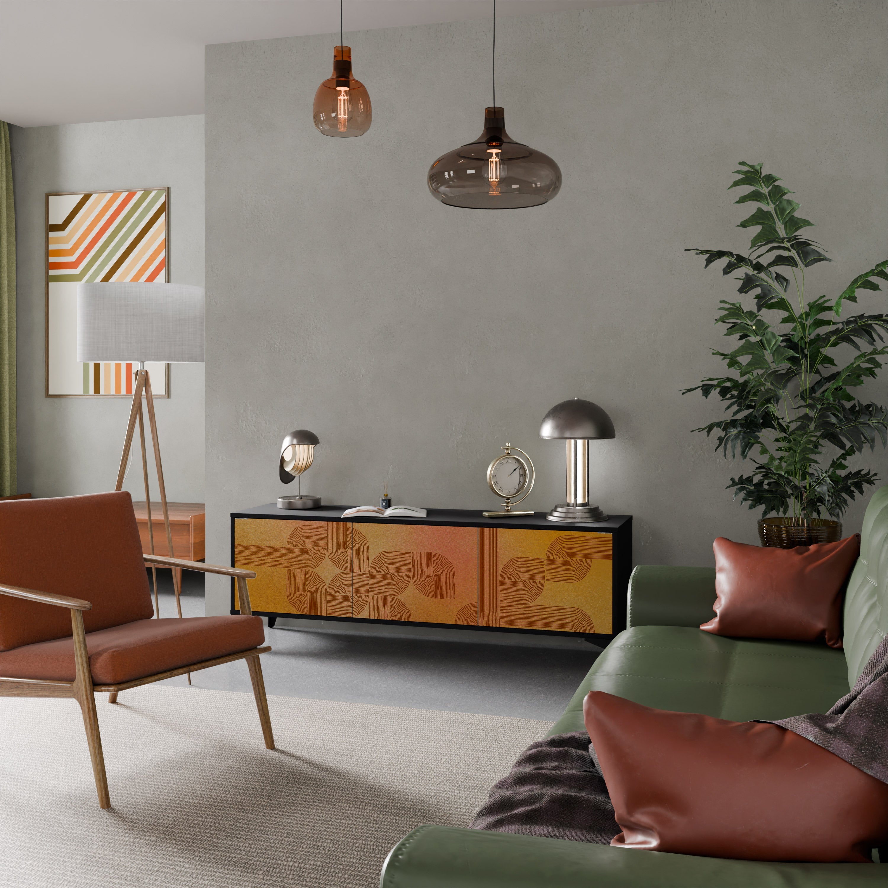 STRENGTHENING RELATION Móvel de TV com 3 Portas em Acabamento Preto