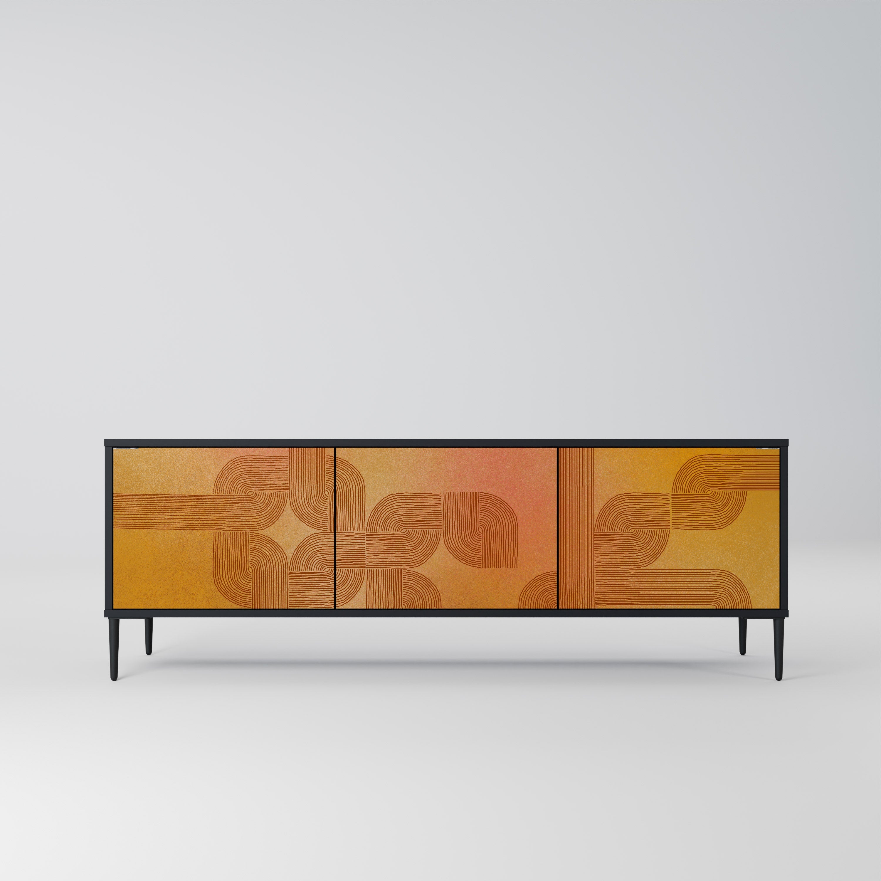 STRENGTHENING RELATION Móvel de TV com 3 Portas em Acabamento Preto