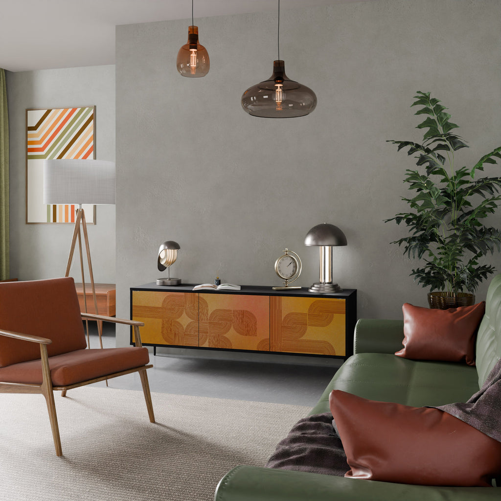 STRENGTHENING RELATION Móvel de TV com 3 Portas em Acabamento Preto