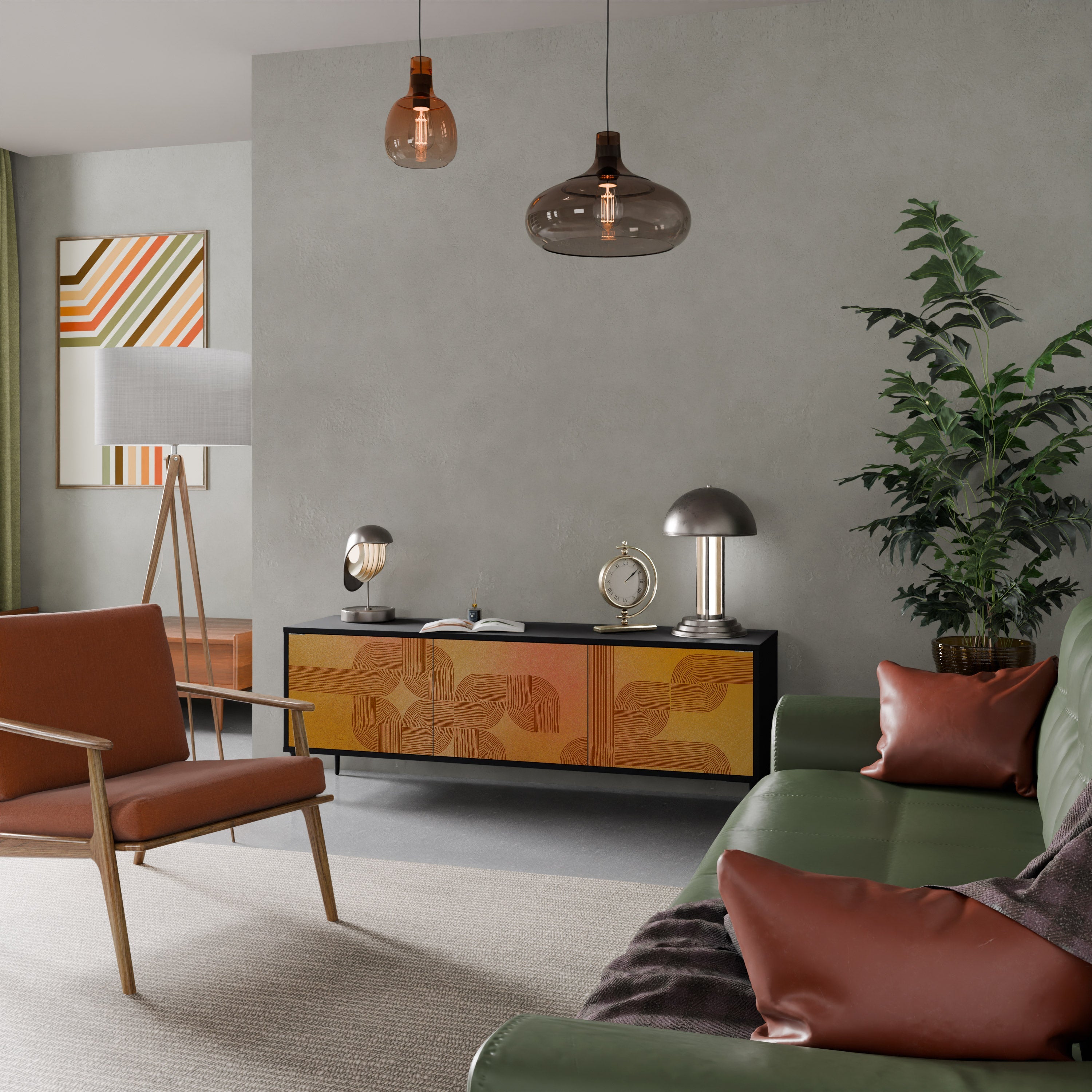 STRENGTHENING RELATION Móvel de TV com 3 Portas em Acabamento Preto