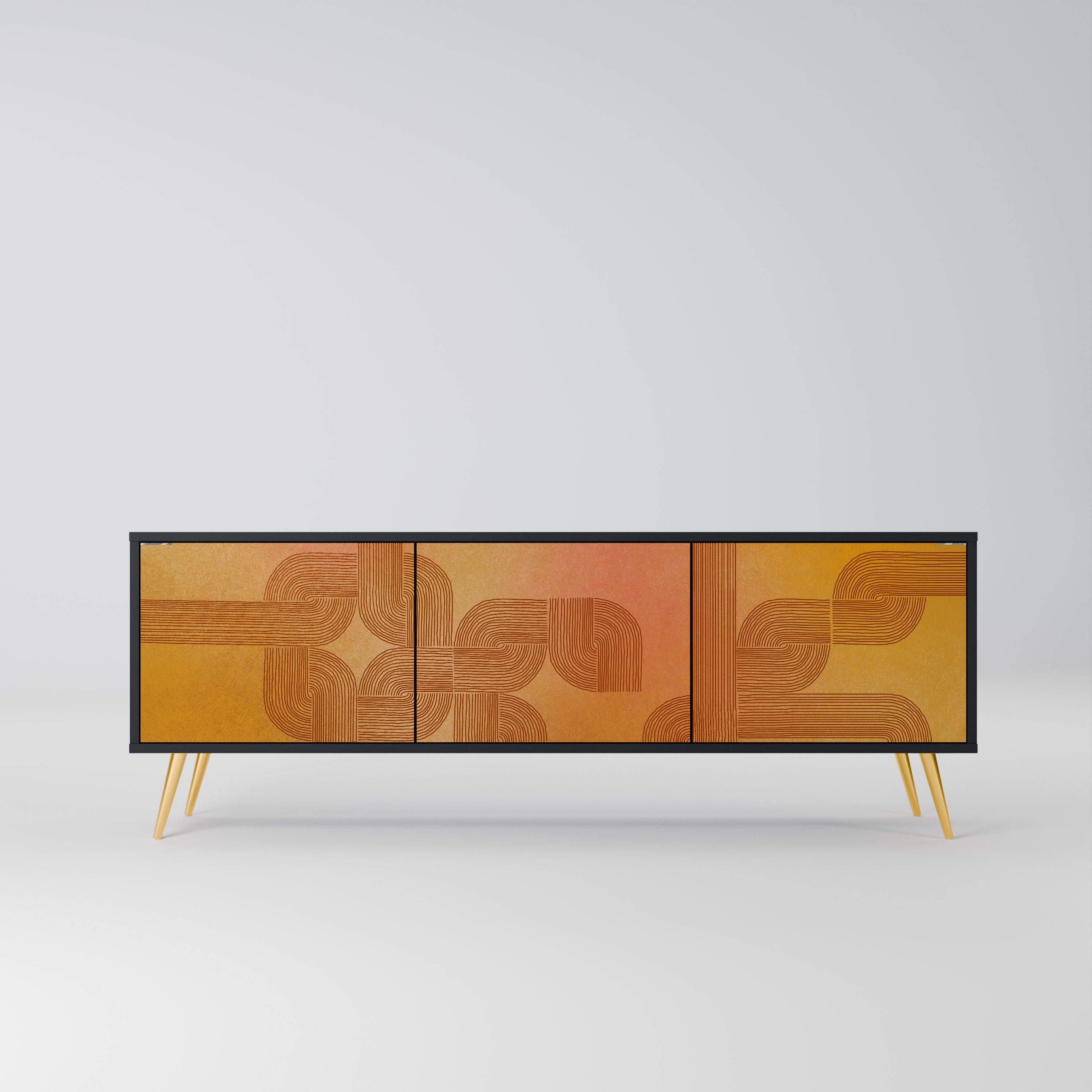 STRENGTHENING RELATION Móvel de TV com 3 Portas em Acabamento Preto