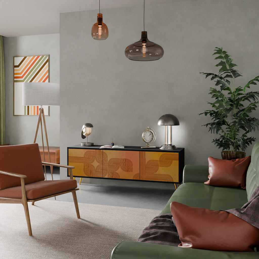 STRENGTHENING RELATION Móvel de TV com 3 Portas em Acabamento Preto