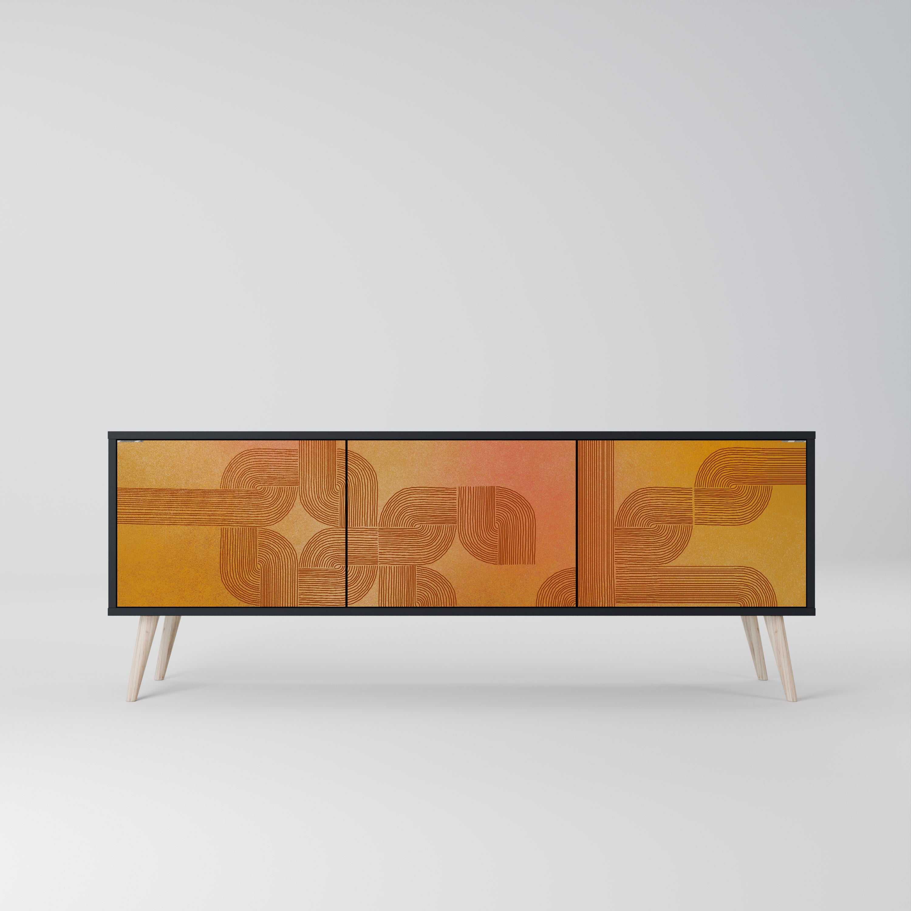 STRENGTHENING RELATION Móvel de TV com 3 Portas em Acabamento Preto