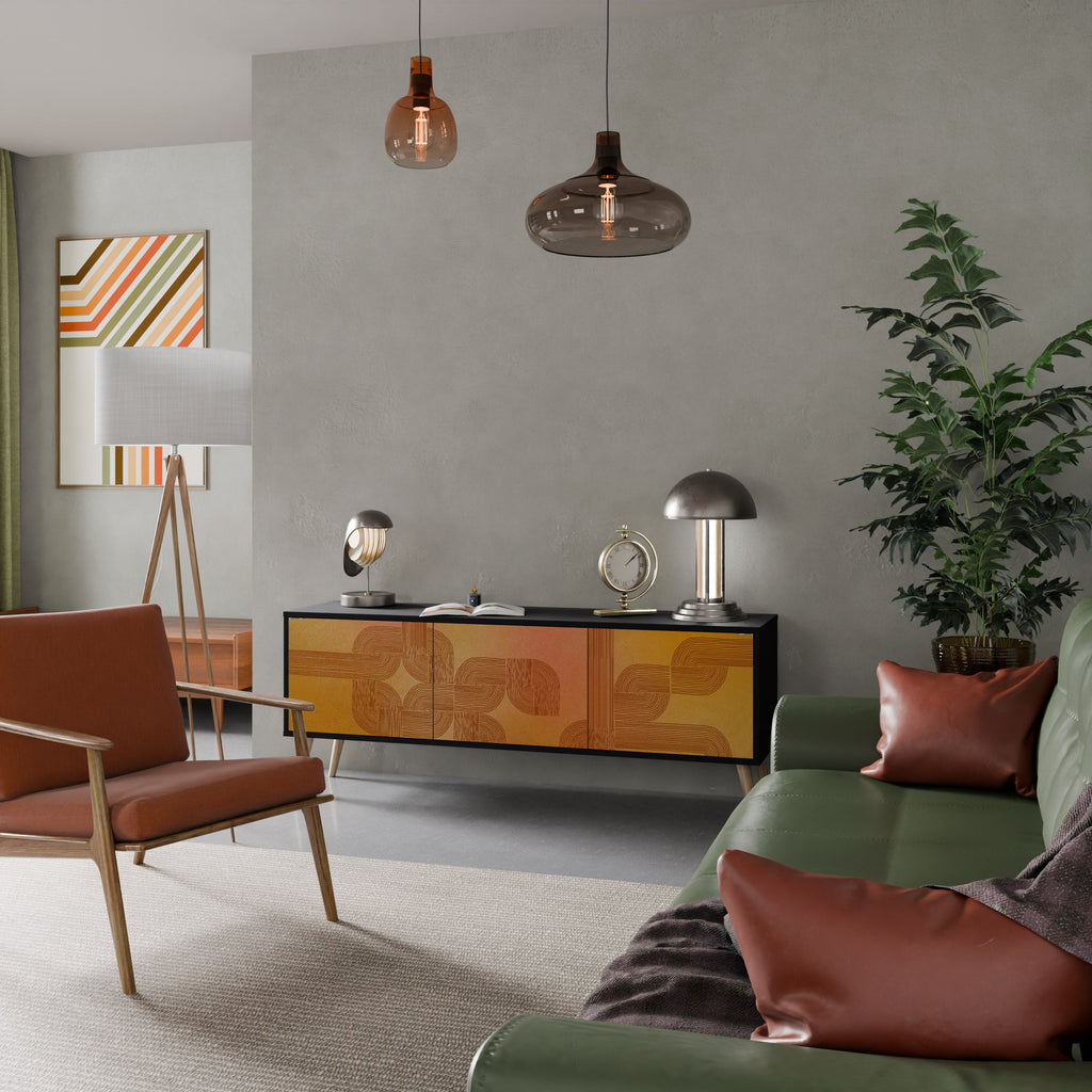 STRENGTHENING RELATION Móvel de TV com 3 Portas em Acabamento Preto