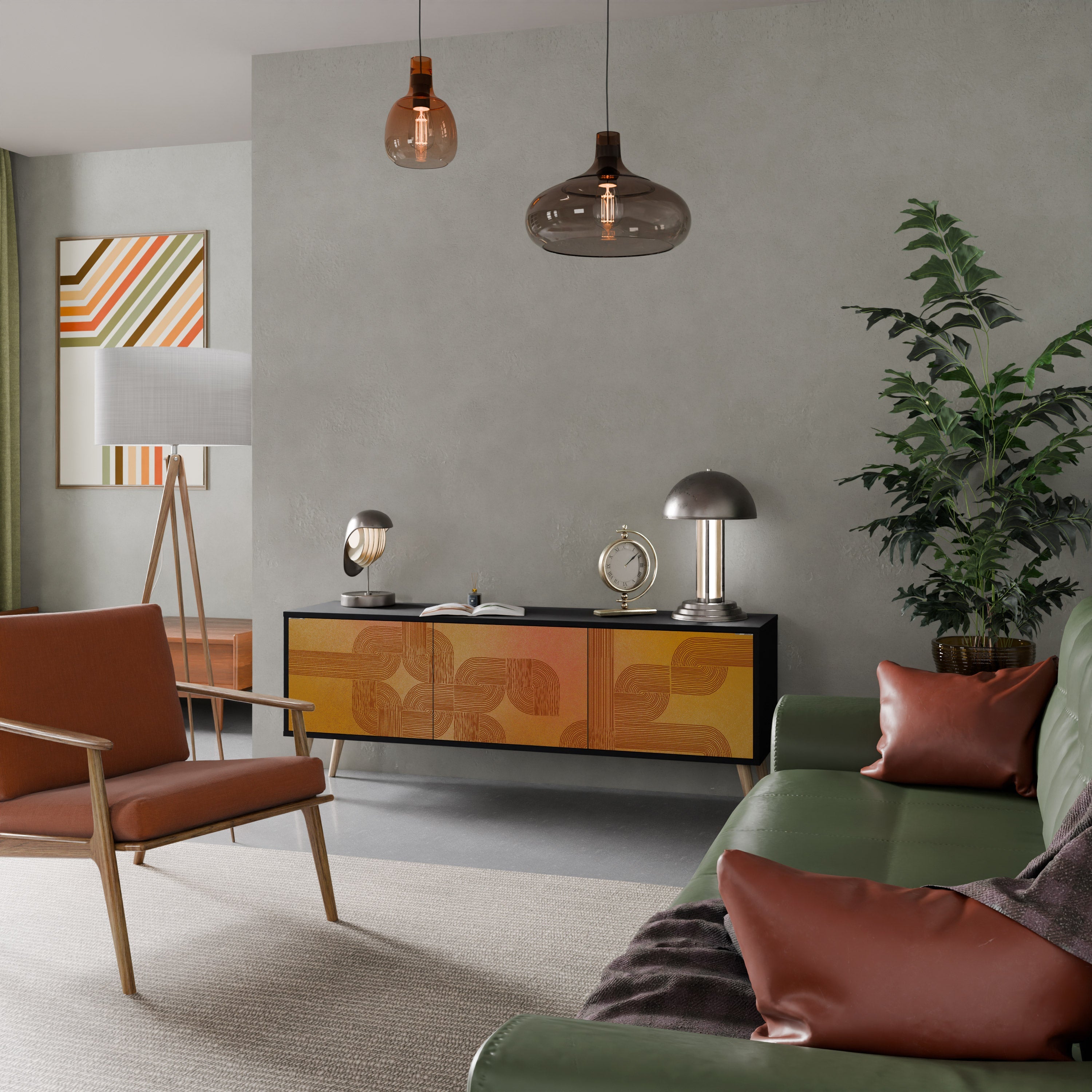 STRENGTHENING RELATION Móvel de TV com 3 Portas em Acabamento Preto