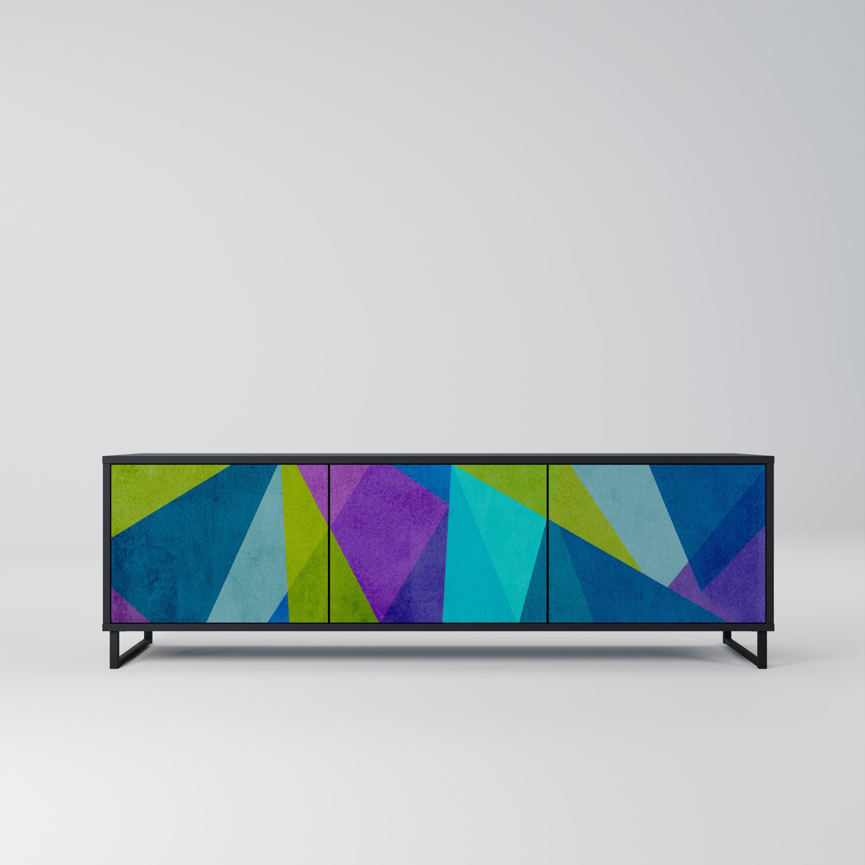 COLD SHOWCASE Móvel de TV com 3 Portas em Acabamento Preto