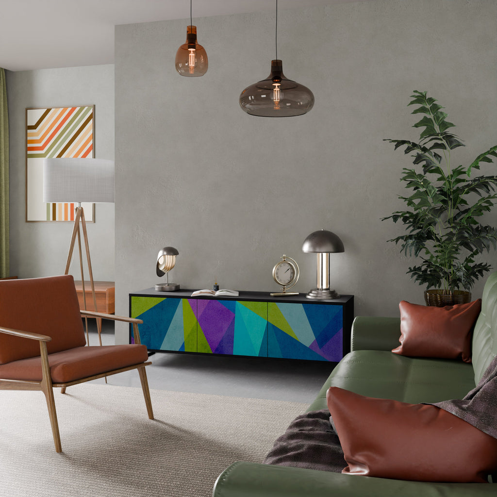 COLD SHOWCASE Móvel de TV com 3 Portas em Acabamento Preto