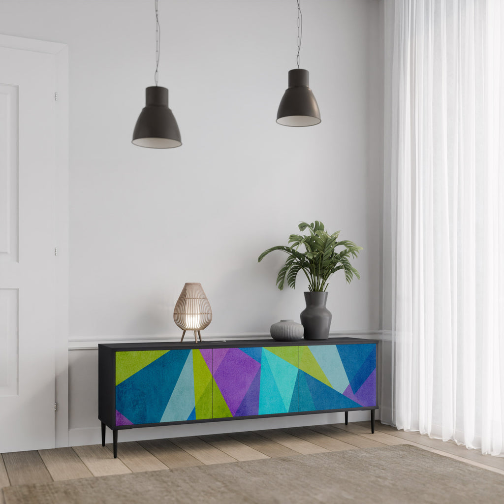 COLD SHOWCASE Móvel de TV com 3 Portas em Acabamento Preto