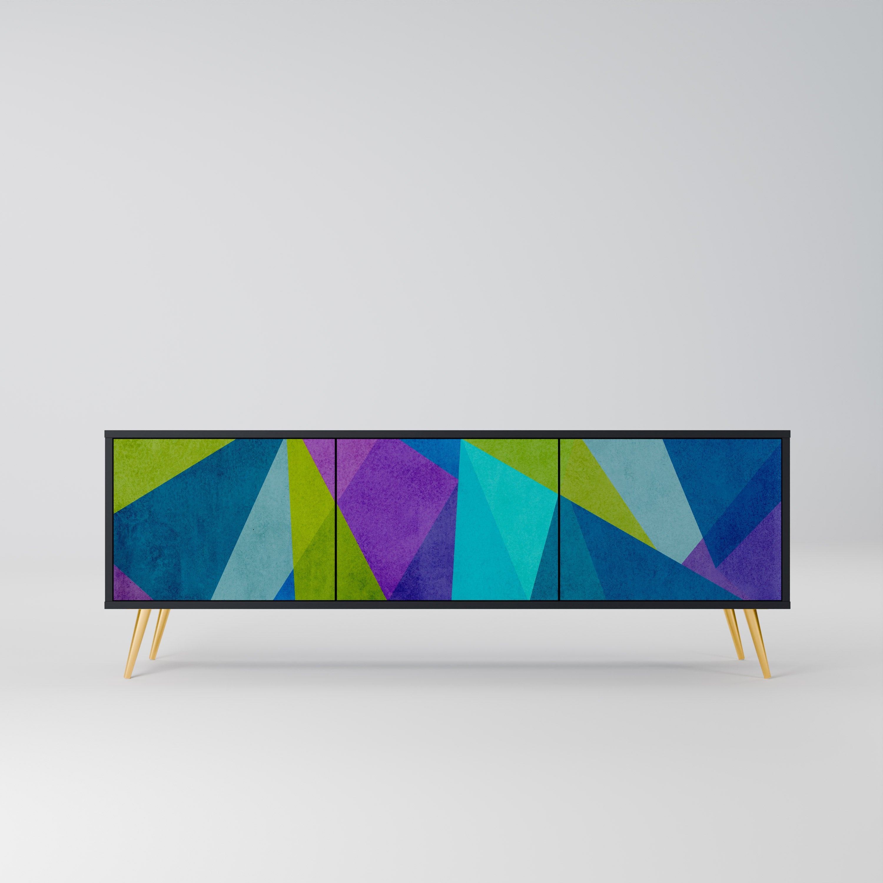 COLD SHOWCASE Móvel de TV com 3 Portas em Acabamento Preto