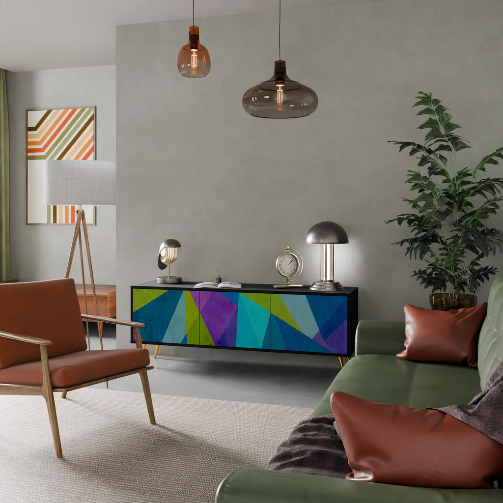 COLD SHOWCASE Móvel de TV com 3 Portas em Acabamento Preto