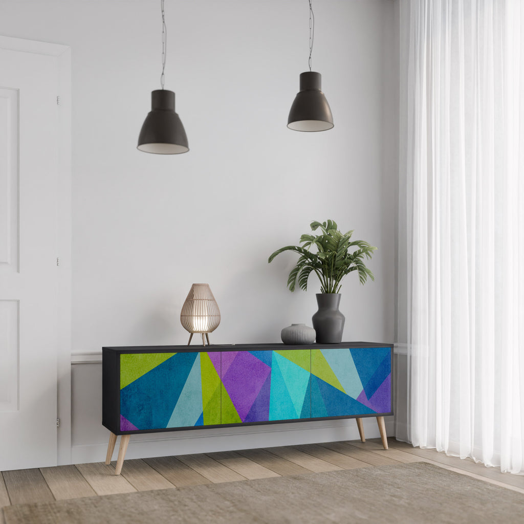 COLD SHOWCASE Móvel de TV com 3 Portas em Acabamento Preto