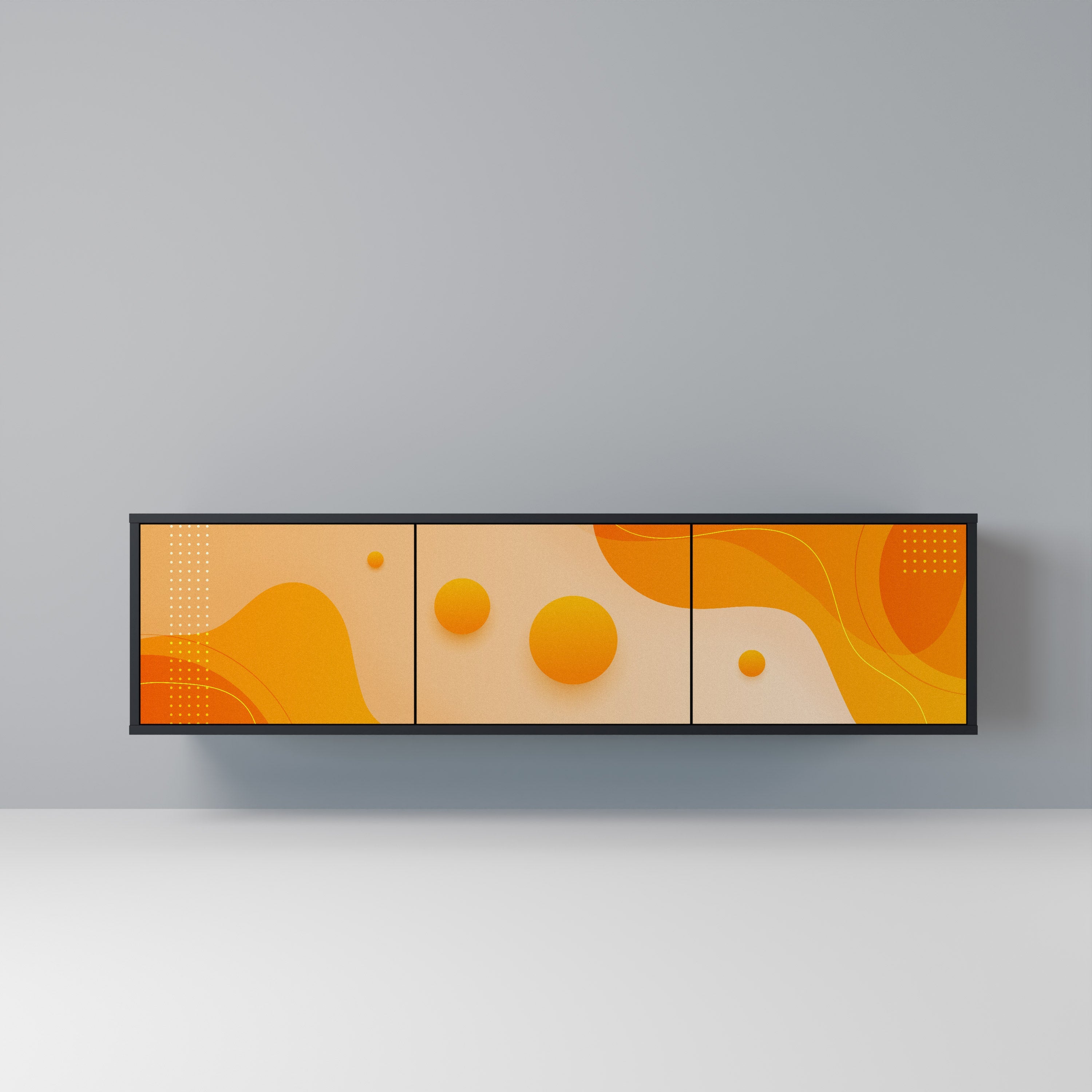 ORANGE ARRANGEMENT Móvel de TV com 3 Portas em Acabamento Preto