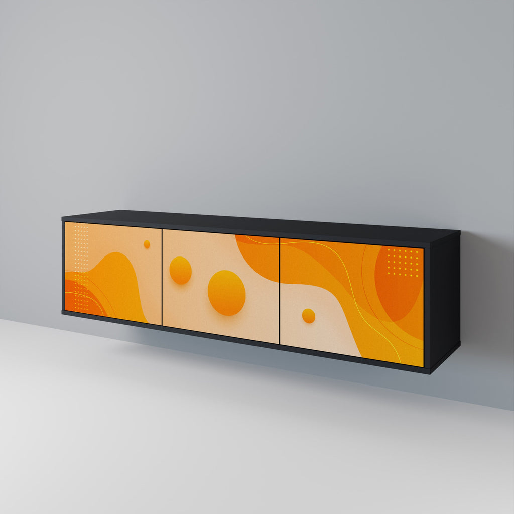 ORANGE ARRANGEMENT Móvel de TV com 3 Portas em Acabamento Preto