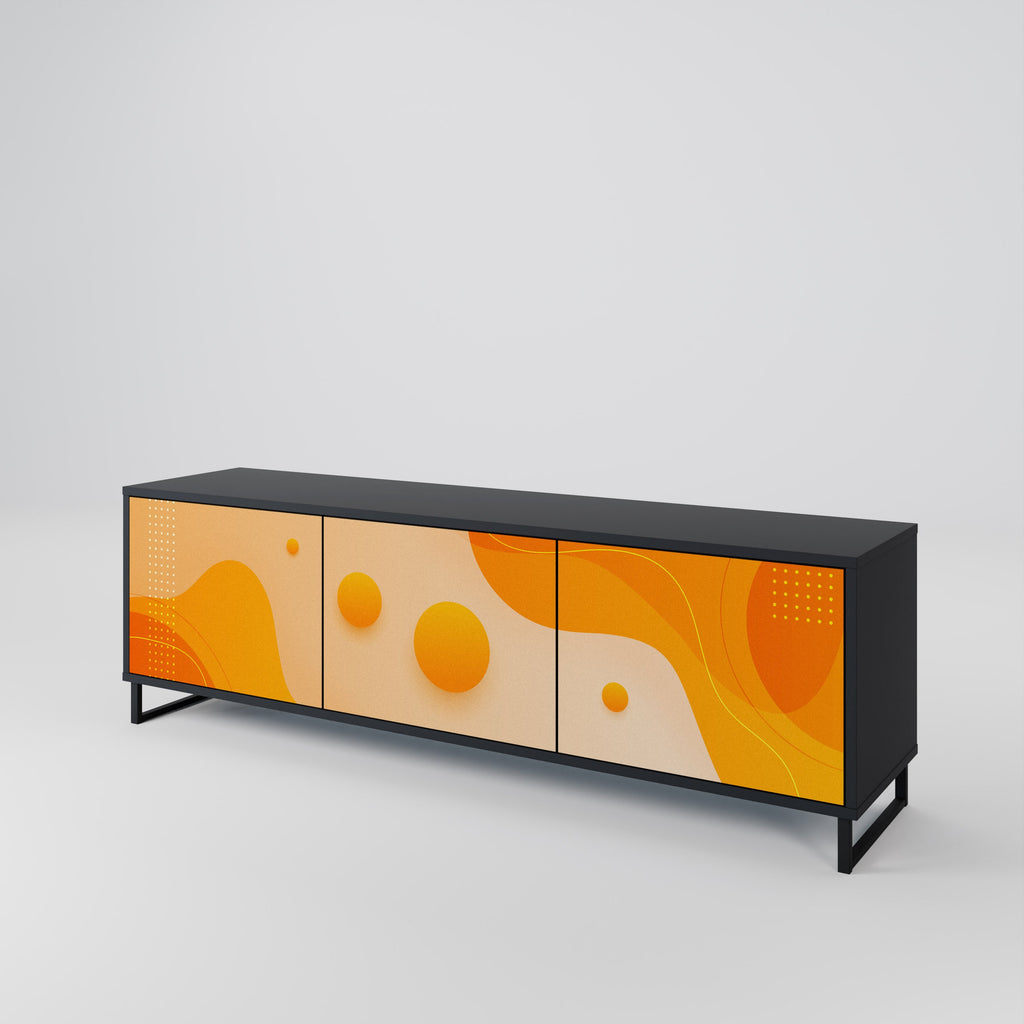 ORANGE ARRANGEMENT Móvel de TV com 3 Portas em Acabamento Preto