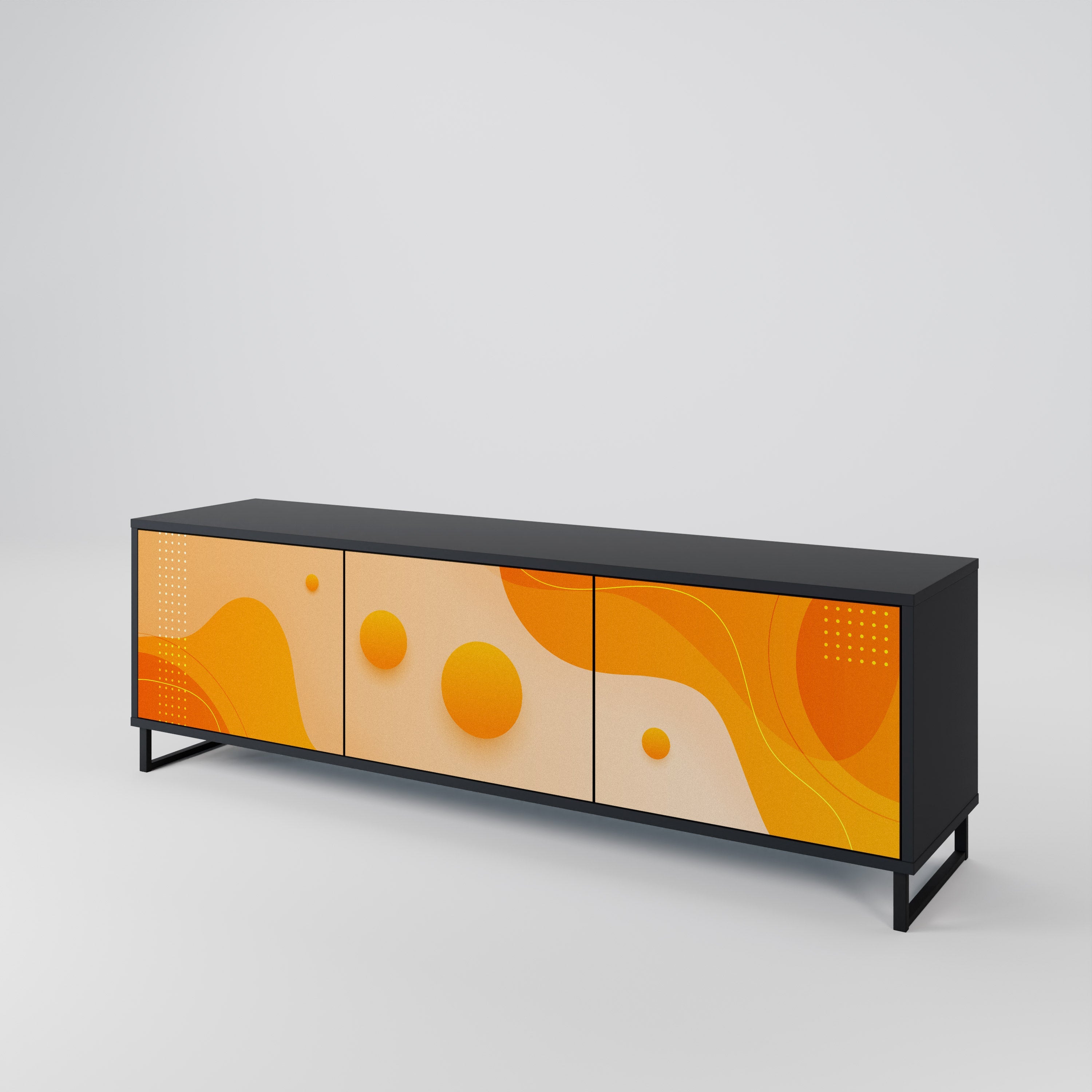 ORANGE ARRANGEMENT Móvel de TV com 3 Portas em Acabamento Preto