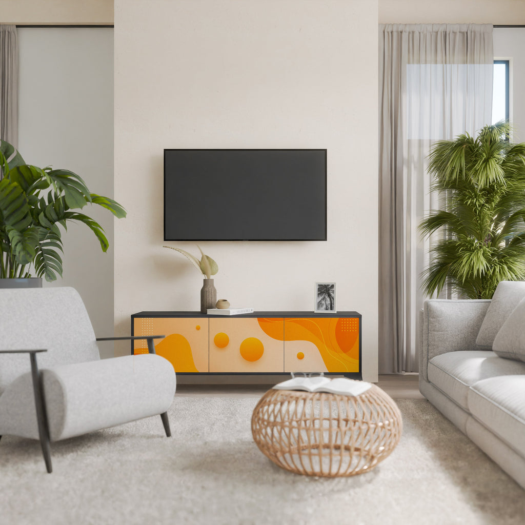 ORANGE ARRANGEMENT Móvel de TV com 3 Portas em Acabamento Preto