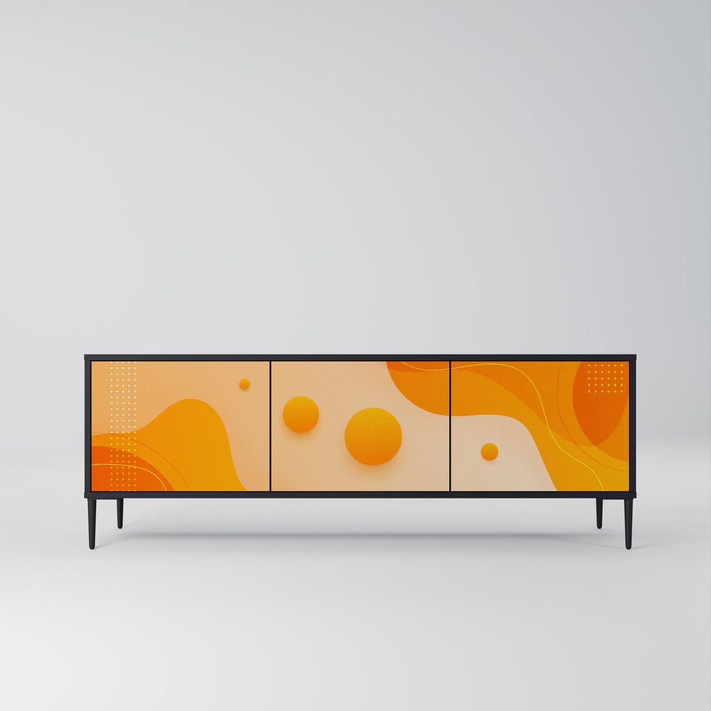 ORANGE ARRANGEMENT Móvel de TV com 3 Portas em Acabamento Preto