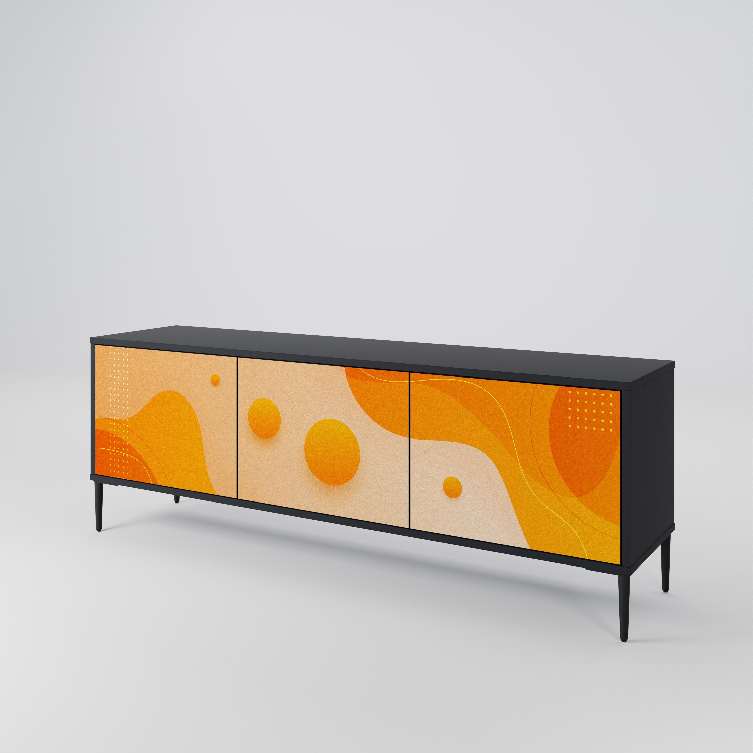 ORANGE ARRANGEMENT Móvel de TV com 3 Portas em Acabamento Preto