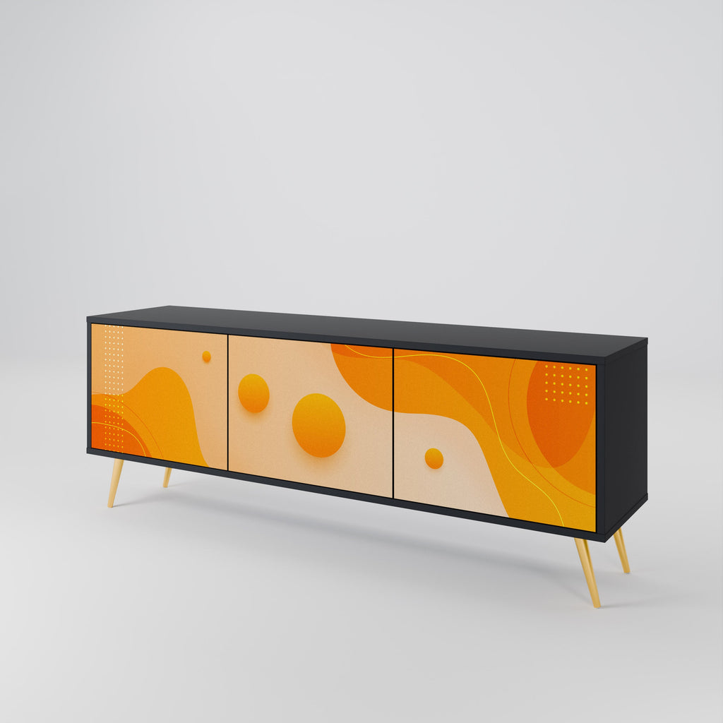 ORANGE ARRANGEMENT Móvel de TV com 3 Portas em Acabamento Preto